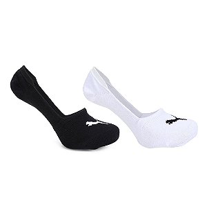 Meia Sapatilha Puma Super Invisível c/ 2 Pares Feminino - Branco+Preto