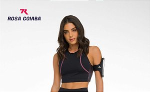 TOP FEMININO ROSA GOIABA  COMPRESS ILLUME PRETO-PRATA