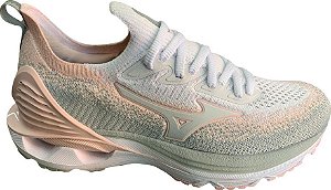 Tênis Mizuno Feminino Wave Laser Branco Rosa Cinza