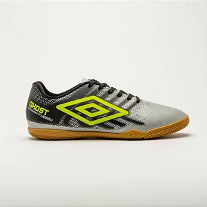 Chuteira Futsal Umbro Ghost Cinza Preto Verde