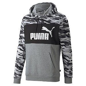 Blusa Puma Capuz Ess+ Camo Masculino Cinza Preto