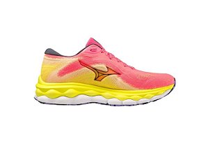 Tenis Mizuno Wave Sky 7 Feminino Rosa Amarelo