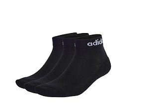 Meia Adidas Logo Linear Ankle 3 Pares Preto IC1303