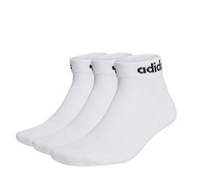 Meia Adidas Logo Linear 3 Pares Branco