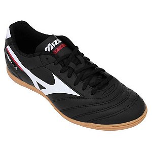 Chuteira Mizuno Futsal Morelia Club IN - Preto Branco Vermelho