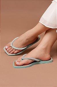 Chinelo STE64 Salete com Strass na cor Acqua