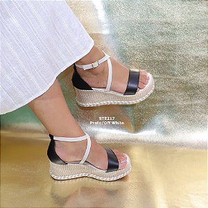 Anabela Salete Modelo STE217 Preto/Off White