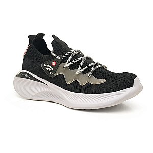 Tênis Masculino Preto de Alto Conforto Solado de E.V.A para Caminhada Academia