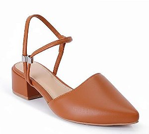 Scarpin Saltinho Bico Folha Calce Fácil Caramelo