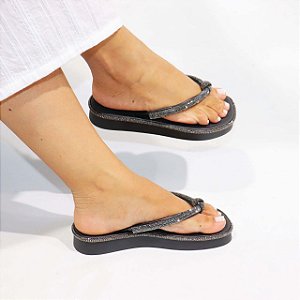 Chinelo Feminino Salete STE231 Preto com Strass