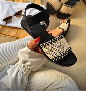 Sandália Rasteira Confort Essência Mulher Preto