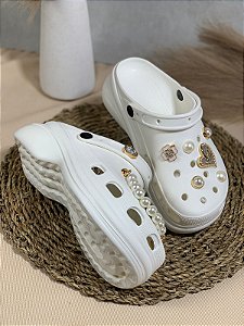 Babuche de EVA Com Bottons Leve Macio e Confortável Off White