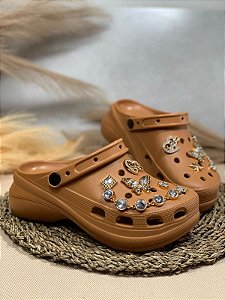 Babuche de EVA Com Bottons Leve Macio e Confortável Caramelo