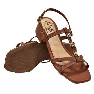 Sandália Salto Bloco Patrícia Santos Marrom Com ABS