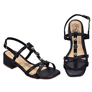 Sandália Salto Bloco Patrícia Santos Preto Com ABS