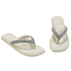 Flat Patrícia Santos Off White com Strass
