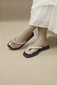 Chinelo STE261 Preto com Strass Cristal de 10 mm