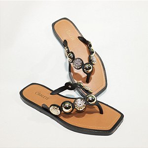 Chinelo STE265 Preto com Bolas ABS Cromadas