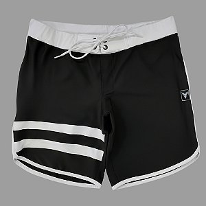 Bermuda Men's Physique Curta Preta com Branco e Listras