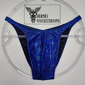 Sunga Bodybuilder Azul com Preto Holográfica - Corte Pró
