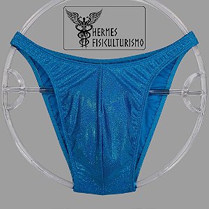 Sunga Bodybuilder Azul Turquesa Brilhante Holográfica - Corte Tradicional