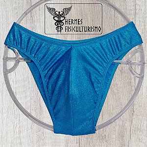 Sunga Bodybuilder Azul Turquesa Brilhante Holográfica - Corte IFBB