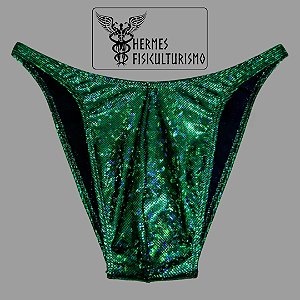 Sunga Bodybuilder Esmeralda Holográfica - Corte Tradicional