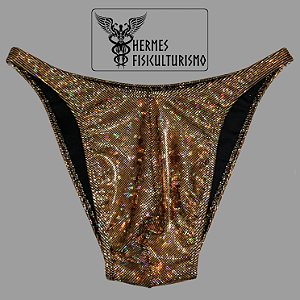 Sunga Bodybuilder Ouro Holográfica - Corte Tradicional