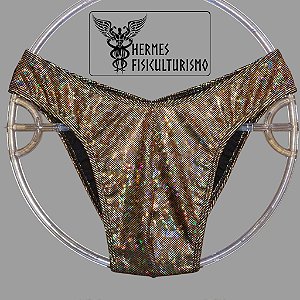 Sunga Bodybuilder Ouro Holográfica - Corte IFBB