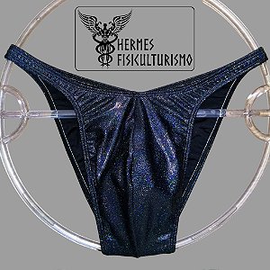 Sunga Bodybuilder Preta Brilhante Holográfica - Corte Pró