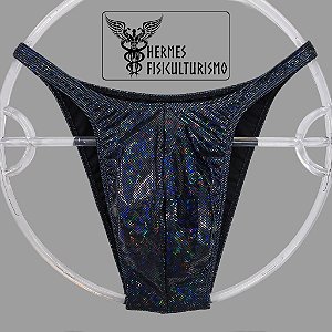 Sunga Bodybuilder Preta Holográfica - Corte Pró