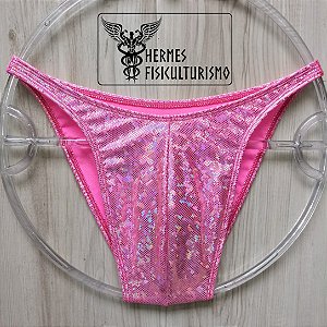 Sunga Bodybuilder Rosa Clara Holográfica - Corte Tradicional
