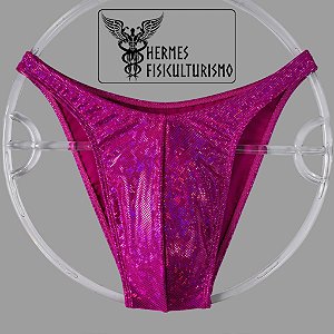 Sunga Bodybuilder Rosa Holográfica - Corte Tradicional
