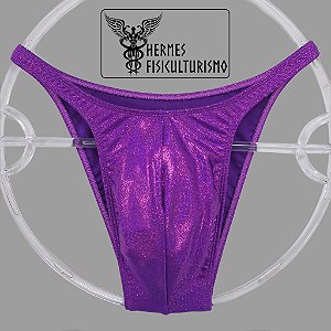 Sunga Bodybuilder Roxa Brilhante Holográfica - Corte Pró