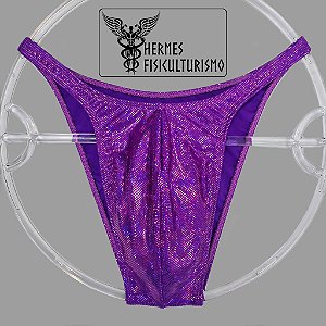 Sunga Bodybuilder Roxa Holográfica - Corte Pró