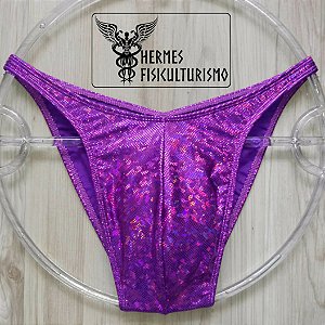 Sunga Bodybuilder Roxa Holográfica - Corte Tradicional