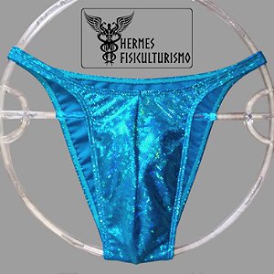 Sunga Bodybuilder Turquesa Holográfica - Corte Pró