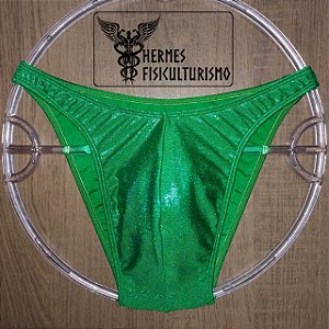 Sunga Bodybuilder Verde Brilhante Holográfica - Corte Tradicional