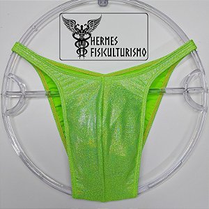 Sunga Bodybuilder Verde Limão Brilhante Holográfica - Corte Pró