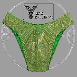 Sunga Bodybuilder Verde Limão Brilhante Holográfica - Corte IFBB