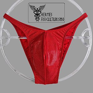 Sunga Bodybuilder Vermelha Brilhante Holográfica - Corte Pró
