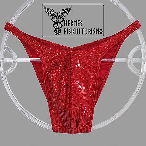 Sunga Bodybuilder Vermelha Holográfica - Corte Pró