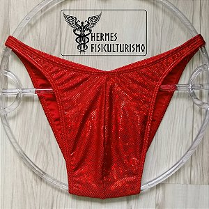 Sunga Bodybuilder Vermelha Holográfica - Corte Tradicional