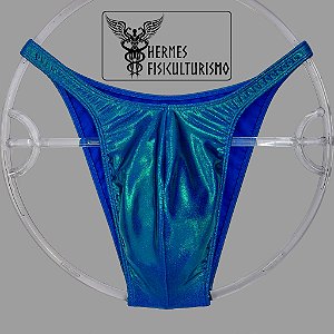 Sunga Bodybuilder Azul com Verde Brilhante - Corte Pró