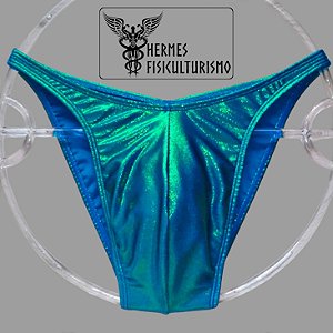 Sunga Bodybuilder Azul com Verde Brilhante - Corte Tradicional