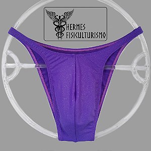 Sunga Bodybuilder Roxa com Glitter Brilhante - Corte Pró
