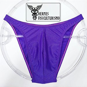Sunga Bodybuilder Roxa com Glitter Brilhante - Corte Tradicional