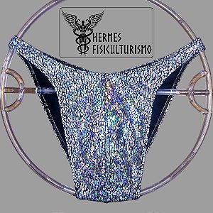 Sunga Bodybuilder Prata Escama Réptil - Corte Tradicional