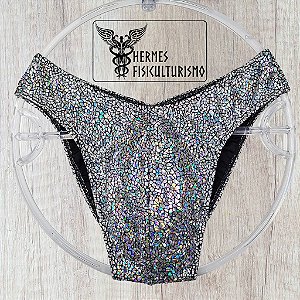 Sunga Bodybuilder Prata Escama Réptil - Corte IFBB