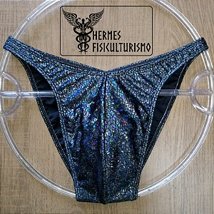 Sunga Bodybuilder Preta Escama Réptil - Corte Tradicional